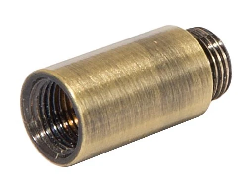 1-1/16 Inch Tall Brass Antique Brass Finish Brass Lamp Nozzle, 1/8F x 1/8M Tap (21203A) - Image 2