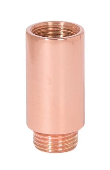 1-1/16 Inch Tall Brass Polished Copper Lamp Transition Coupling, 1/8F x 1/8M Tap (21203C)