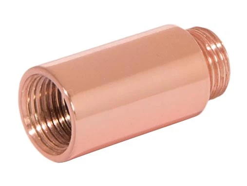 1-1/16 Inch Tall Brass Polished Copper Lamp Transition Coupling, 1/8F x 1/8M Tap (21203C) - Image 2