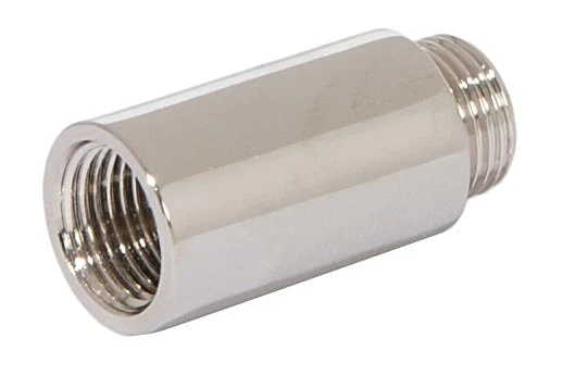 1-1/16 Inch Tall Brass Polished Nickel Lamp Transition Coupling, Tap 1/8F x 1/8M (21203N) - Image 2