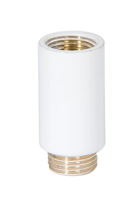 1-1/16 Inch Tall Brass White Enamel Finish Lamp Transition Coupling, 1/8F x 1/8M Tap (21203W)