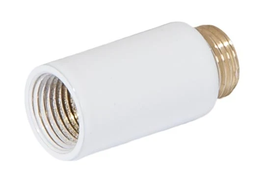1-1/16 Inch Tall Brass White Enamel Finish Lamp Transition Coupling, 1/8F x 1/8M Tap (21203W) - Image 2