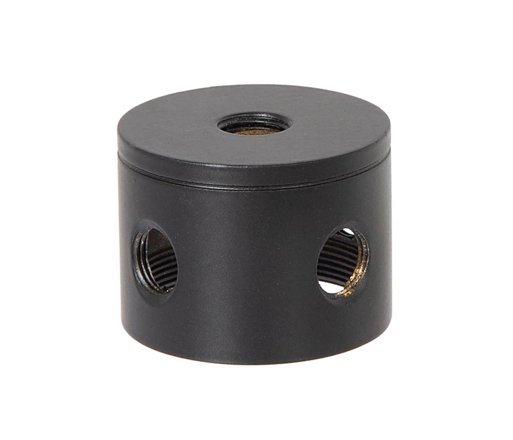 1-1/4 Inch Tall, 4 Side Hole Satin Black Finish Turned Brass Cluster Body (10465BK)