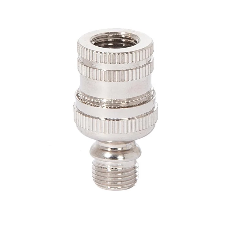 1 1/4" Tall Brass Knurled Lamp Swivel, 1/8M X 1/8F, Nickel Plated (20500N)