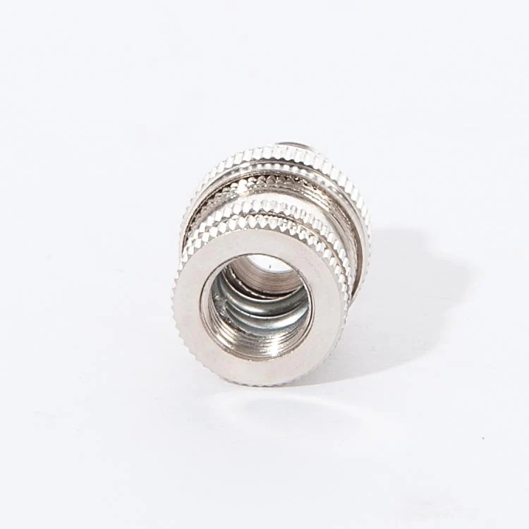 1 1/4" Tall Brass Knurled Lamp Swivel, 1/8M X 1/8F, Nickel Plated (20500N) - Image 3