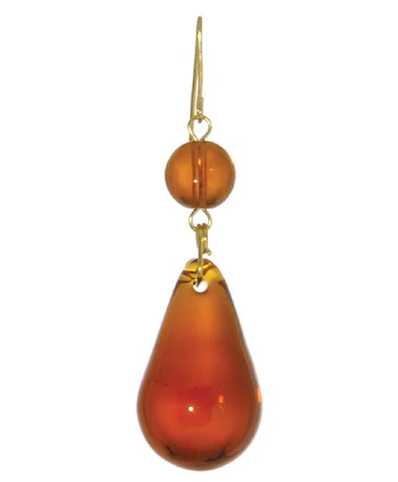 1 1/8" Amber Tear Drop w/ Bead, ~2-1/2" overall length (54987T)