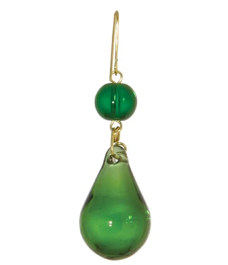 1 1/8" Green Tear Drop w/ Bead, ~2-1/2" overall length (54987G)