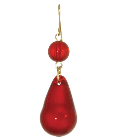 1 1/8" Ruby Tear Drop w/ Bead, ~2-1/2" overall length (54987R)