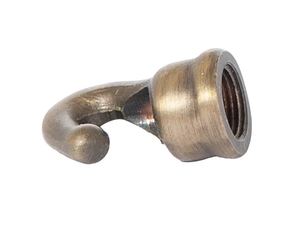 1-1/8" Tall Cast Brass Baby Hook with Wire Way, 1/8F Tap, Antique Brass (21232A) - Image 2