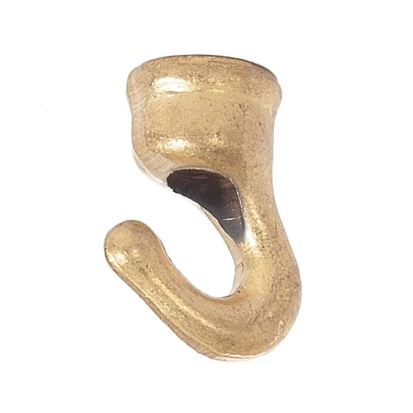 1-1/8" Tall Cast Brass Baby Hook with Wire Way, 1/8F Tap, Unfinished (21232U)