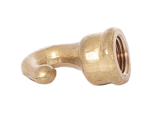 1-1/8" Tall Cast Brass Baby Hook with Wire Way, 1/8F Tap, Unfinished (21232U) - Image 2
