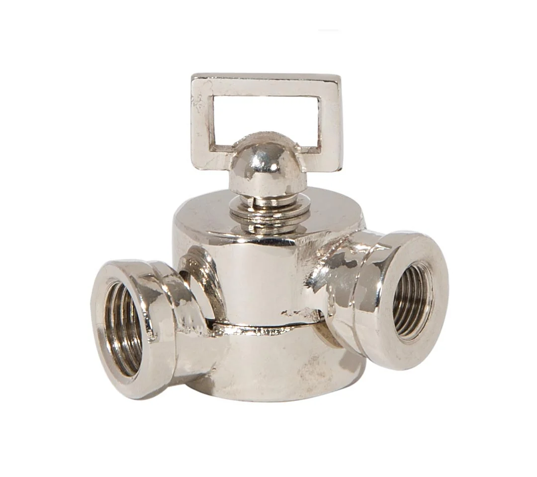 1-11/16 Inch Tall Polished Nickel Finish Die Cast Brass Swivel with Key, Tap 1/4F x 1/8F (20544N)