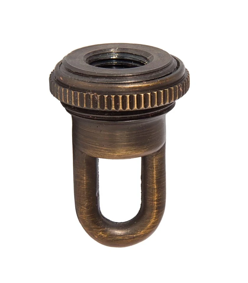 1-11/16" Tall Cast Brass Screw Collar Loop With Seating Ring, Tap 1/4F, Antique Bronze (10995B)