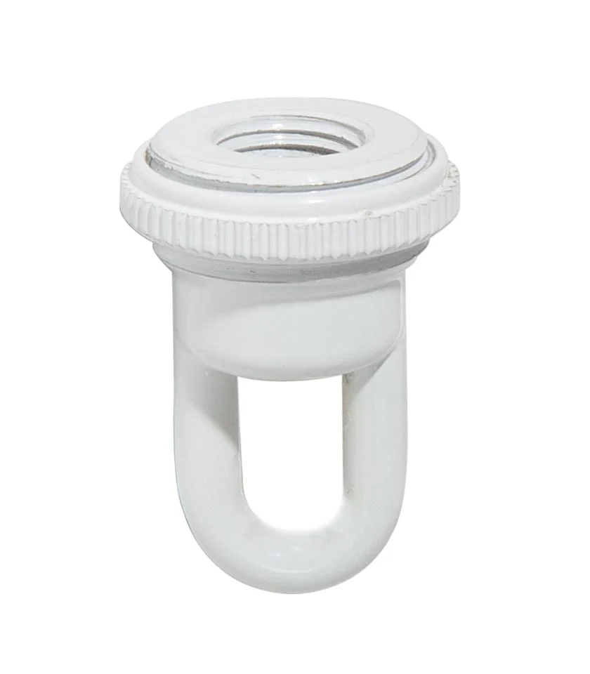 1-11/16" Tall Cast Brass Screw Collar Loop With Seating Ring, Tap 1/4F, White (10995W)