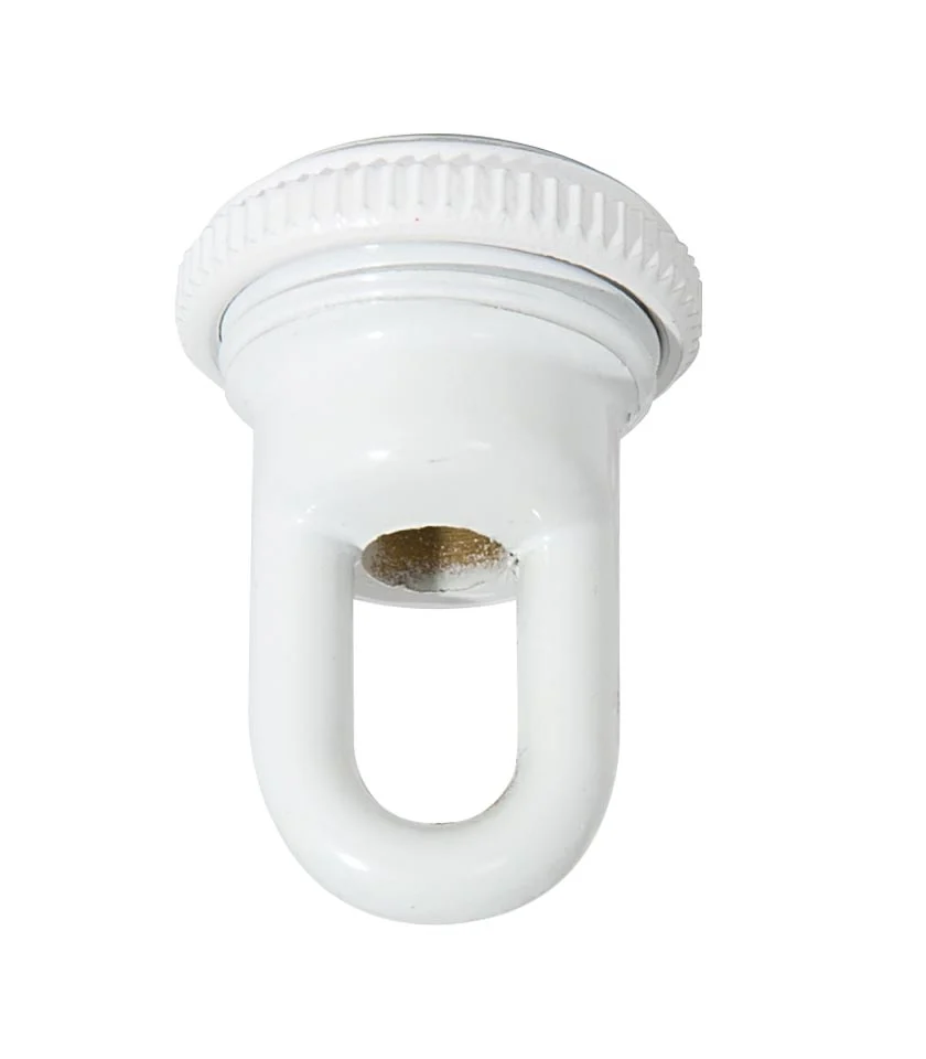 1-11/16" Tall Cast Brass Screw Collar Loop With Seating Ring, Tap 1/4F, White (10995W) - Image 2