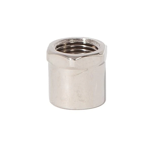 1/2 Inch Tall Polished Nickel Brass Hex Coupling, 1/8F (21244N)