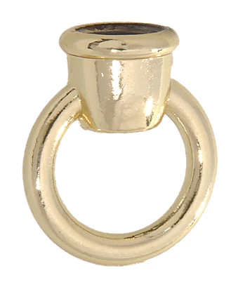 1-1/8" Tall Cast Loop with Wire Way, 7/8" diameter, tap 1/8F (3/8" diameter), Polished Brass Finish (12971)
