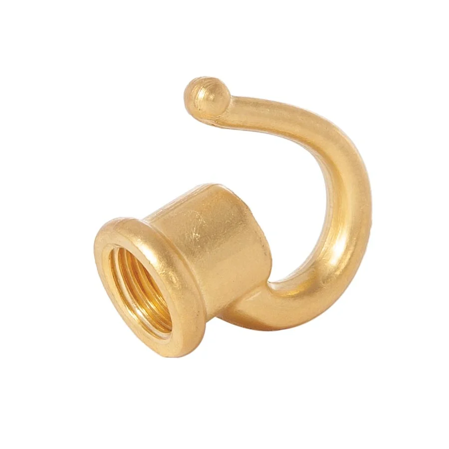 1-3/8 Inch Tall Unfinished Cast Brass Hook With Wire Way, Tap 1/4F (21247U) - Image 2