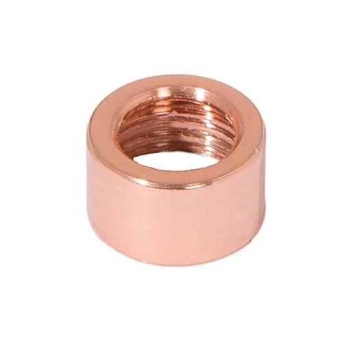 1/4 Inch Tall Polished Copper Finish Brass Open Top End Cap, 1/8F Tap (21209C)