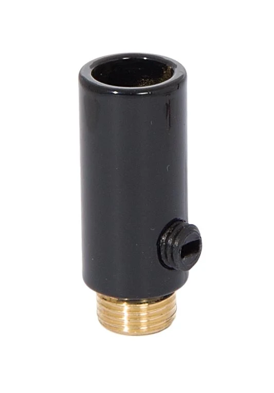1-5/16 Inch Tall Glossy Black Finish Brass Hollow Transition Cord Grip Bushing w/ Polycarbonite Set Screw, 1/8M, (26950BL)