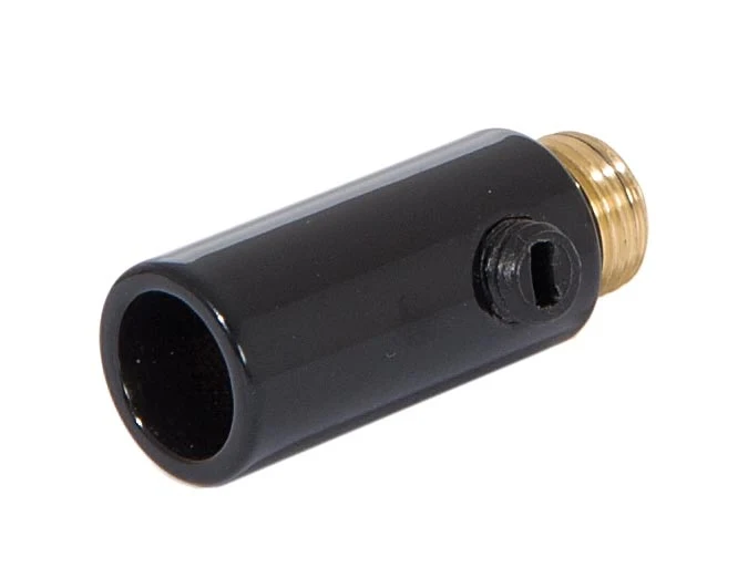 1-5/16 Inch Tall Glossy Black Finish Brass Hollow Transition Cord Grip Bushing w/ Polycarbonite Set Screw, 1/8M, (26950BL) - Image 2
