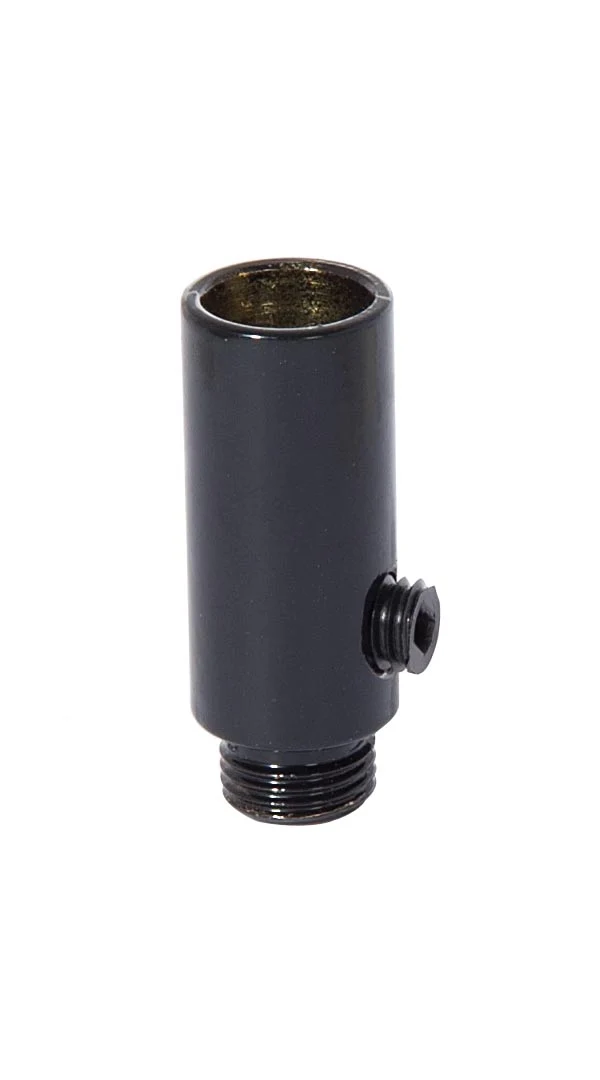 1-5/16 Inch Tall Satin Black Finish Brass Hollow Transition Cord Grip Bushing w/ Polycarbonite Set Screw, 1/8M (26950BK)