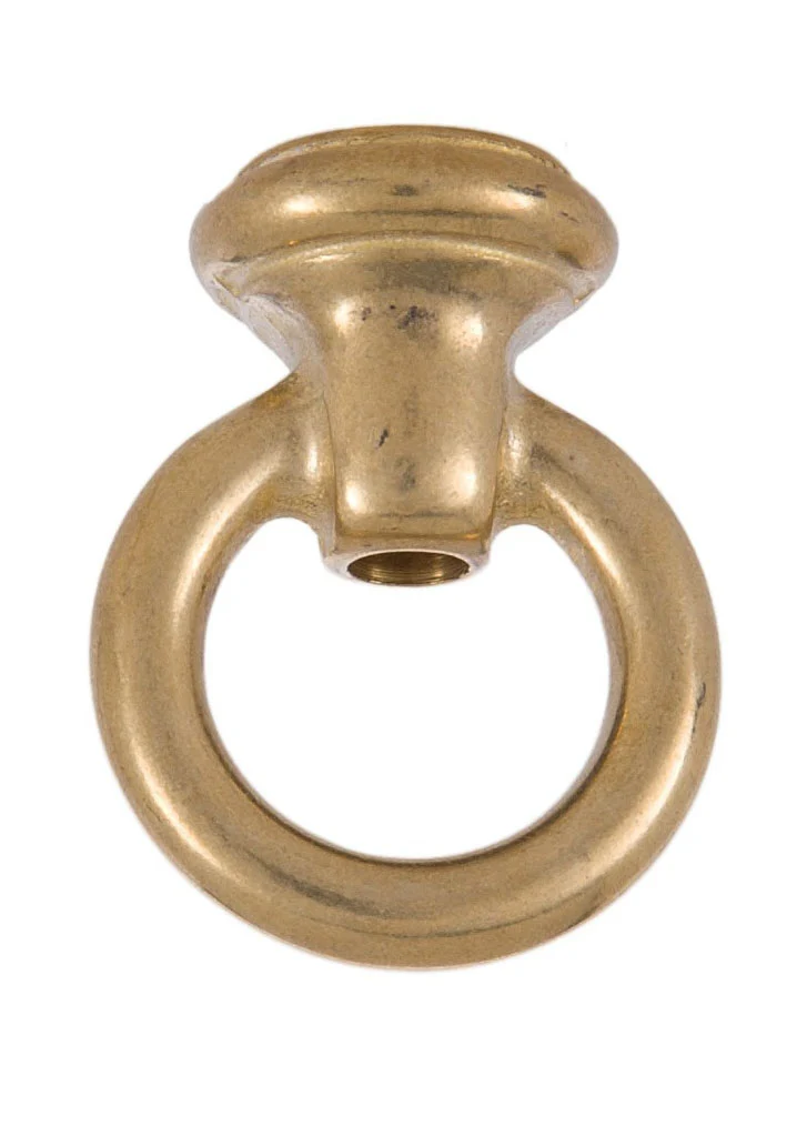 2-1/8" Tall Heavy Cast Brass Loop with wire way, 1-5/8" diameter, tap 3/8F (5/8" diameter), unfinished (21150U)