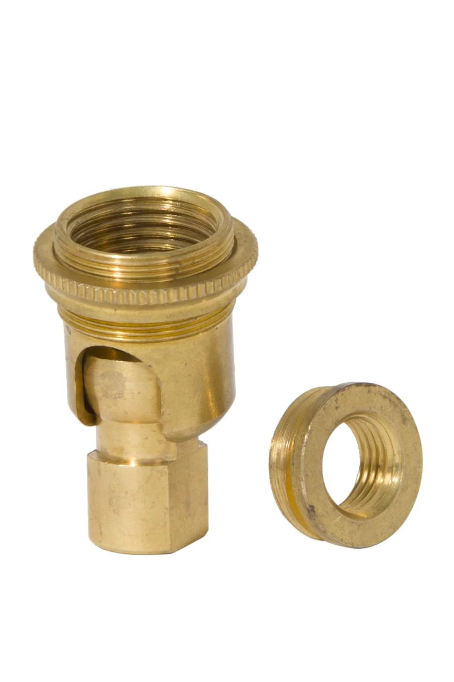 1.91 Inch Tall Unfinished Brass 90 Degree Hang Straight Swivel, 1/8F X 1/4F (20541U) - Image 2
