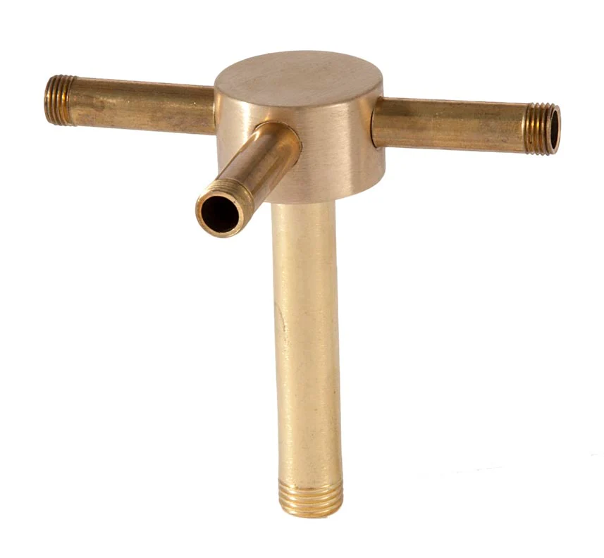 3/4 Inch Height, 4-Way Brass Straight Disk Arm Back, 1/4F bottom, 1/8F sides (21295U) - Image 2