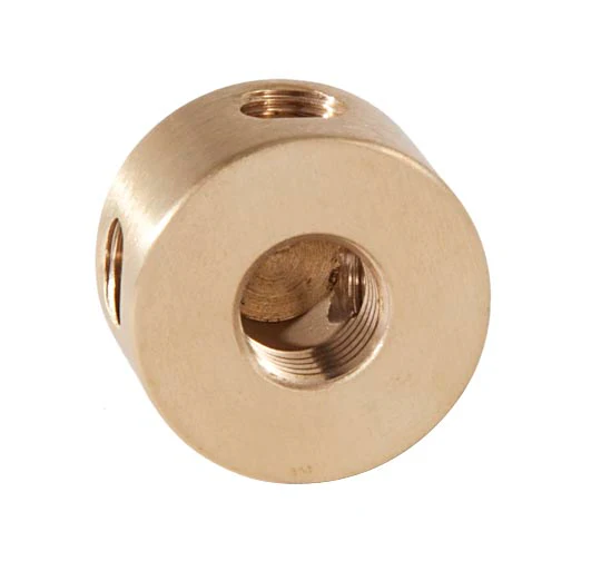 3/4 Inch Height, 4-Way Brass Straight Disk Arm Back, 1/4F bottom, 1/8F sides (21295U) - Image 3