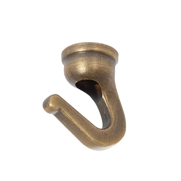 1 Inch Tall Antique Brass Finish Modern Style Cast Brass Hook with Wire Way, 1/8F Tap (10935FA)