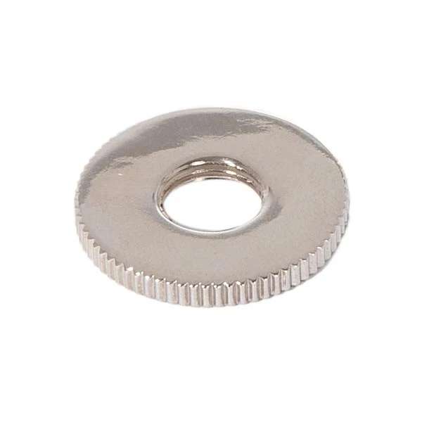 1" Outside Diameter Knurled Brass Locknut, 1/8" Thick,1/8F, Nickel Plated (20714N)