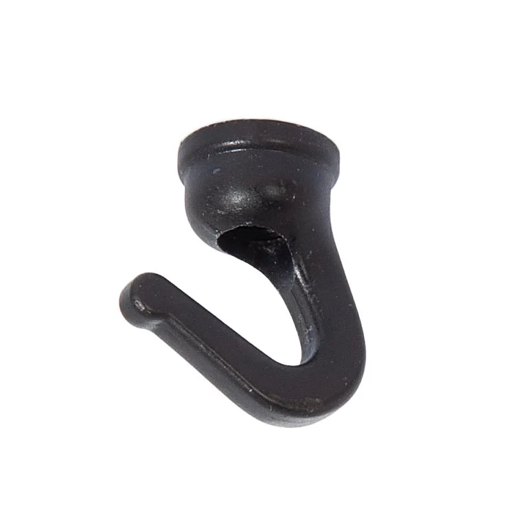 1" Tall Modern Style Cast Brass Hook with Wire Way, 1/8F Tap, Satin Black (10935FBK)
