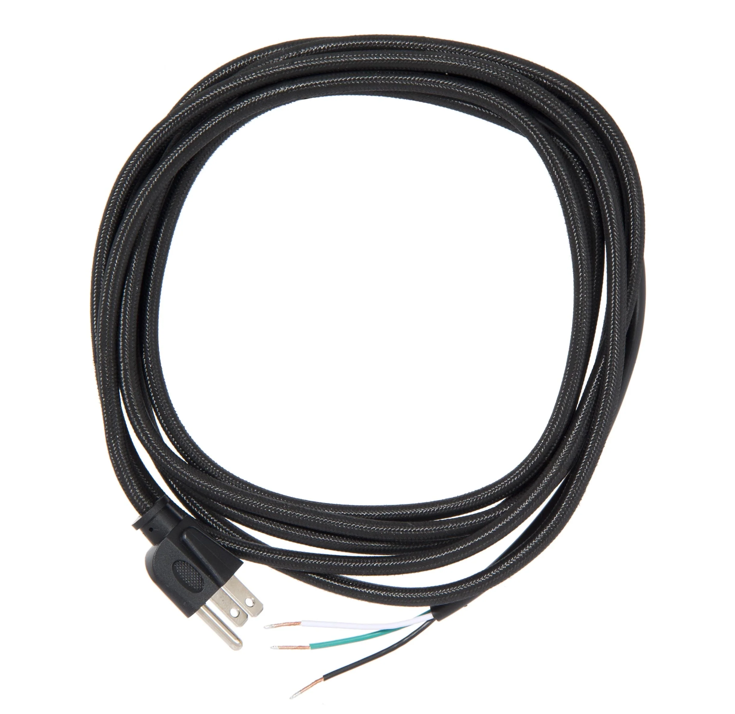 10-1/2ft Black Rayon Round Lamp Cord Set with Molded Plug (46934)