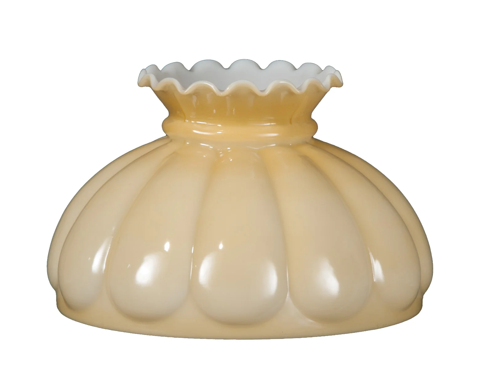 Opal Melon Shade, Buff Nu-Gold Background Crimped Top, 10 inch fitter (03537)