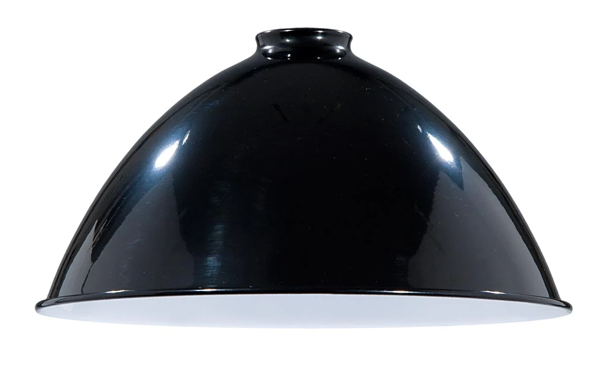 12" Metal Dome Lamp Shade - Black Enamel Finish, 2 1/4" Fitter Size (08353B)