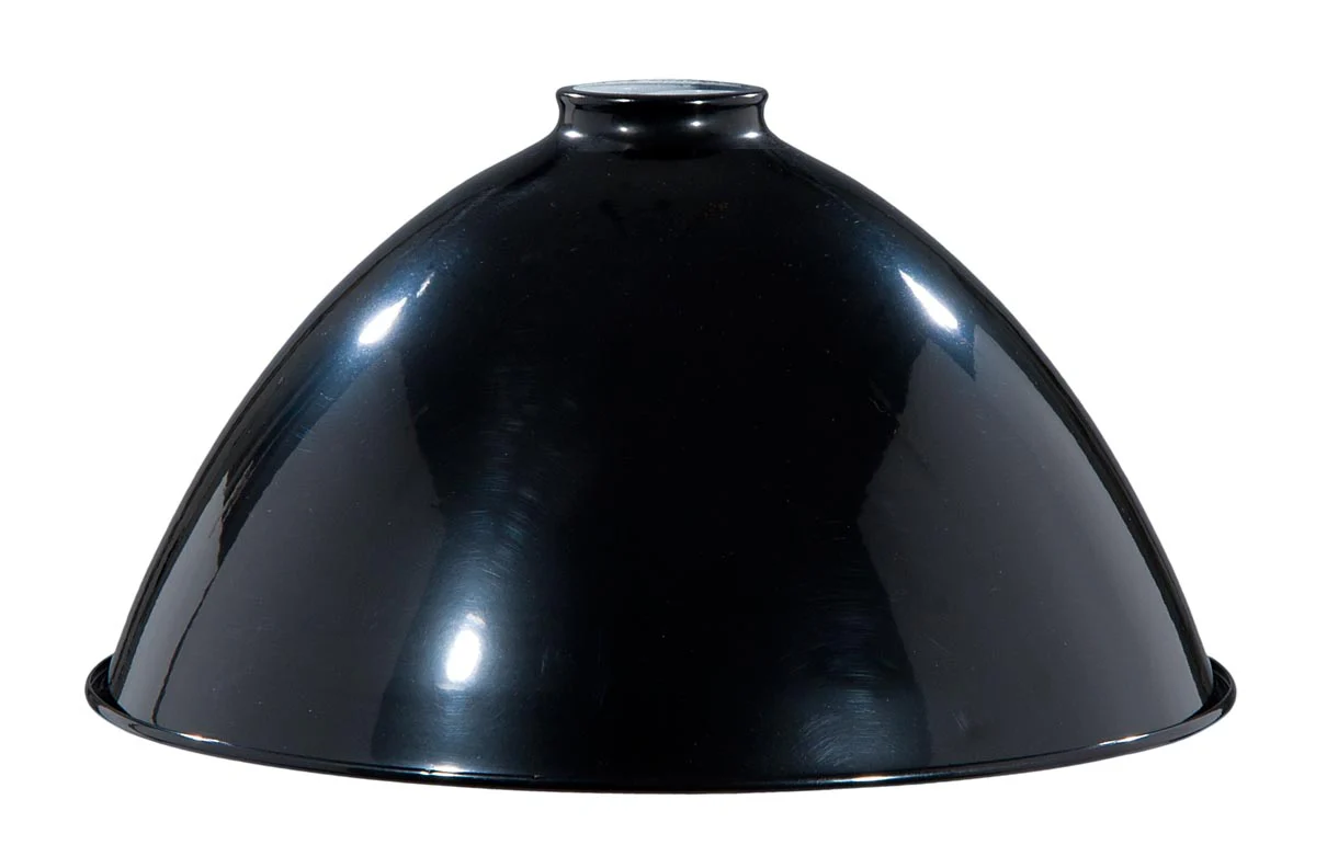 12" Metal Dome Lamp Shade - Black Enamel Finish, 2 1/4" Fitter Size (08353B) - Image 2