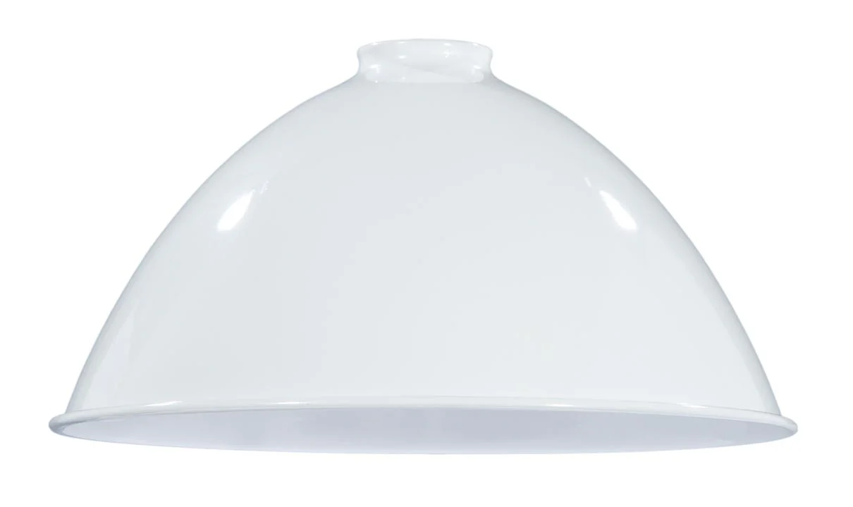 12" Metal Dome Lamp Shade - White Enamel (gloss) Finish, 2 1/4" Fitter Size (08353W)