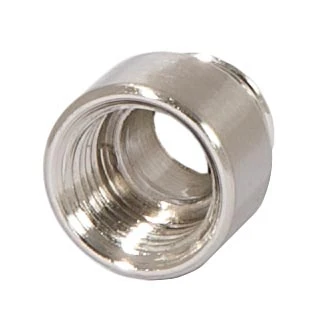 15/32 Inch Tall Satin Nickel Finish Short Brass Transition Coupling, 1/8F x 1/8M (21210SN) - Image 2