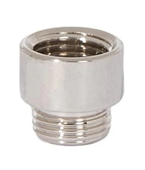 15/32 Inch Tall Short Polished Nickel Brass Transition Coupling, 1/8F x 1/8M (21210N)