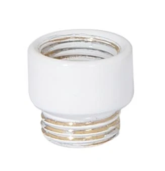 15/32 Inch Tall White Enamel Finish Short Brass Transition Coupling, Tap 1/8F x 1/8M (21210W)