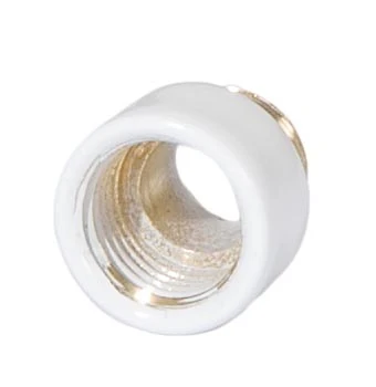 15/32 Inch Tall White Enamel Finish Short Brass Transition Coupling, Tap 1/8F x 1/8M (21210W) - Image 2
