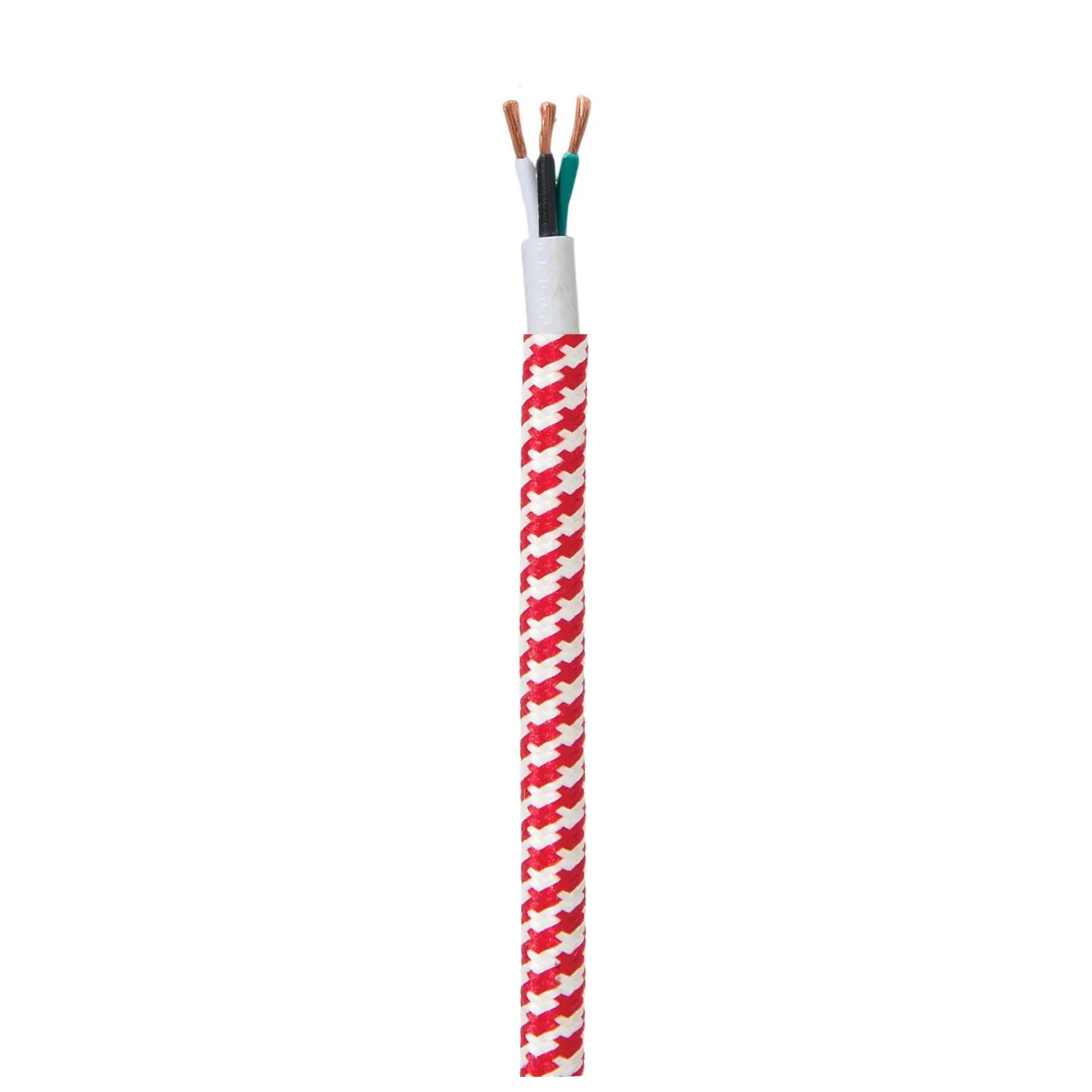 18/3 SVT-B Red and White Hounds-Tooth Pattern Rayon Covered Fabric Lamp Cord, 3-Wire, Choice of Length (46596)