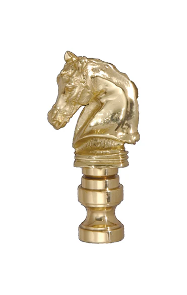 2-1/4" Tall Brass Knight Finial Tap 1/4-27F Polished & Lacquered (11122)