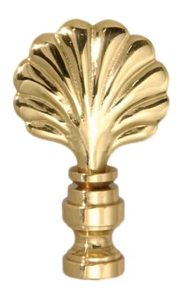 2-1/8" Tall Brass Scallop Shell Lamp Finial Tap 1/4-27F (11158)