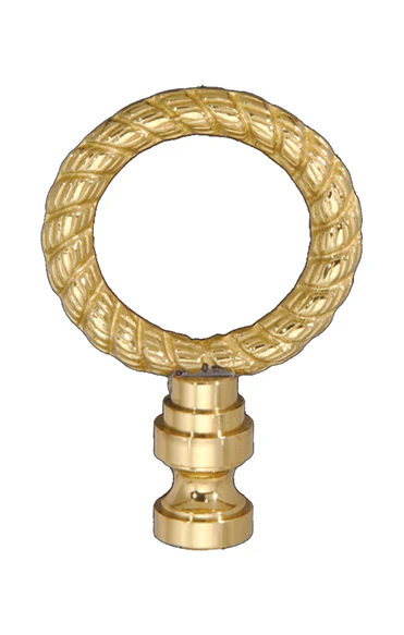 2-5/8" Tall Die Cast Brass Wreath Finial Polished & Lacquered 1/4-27F Tap (11187)