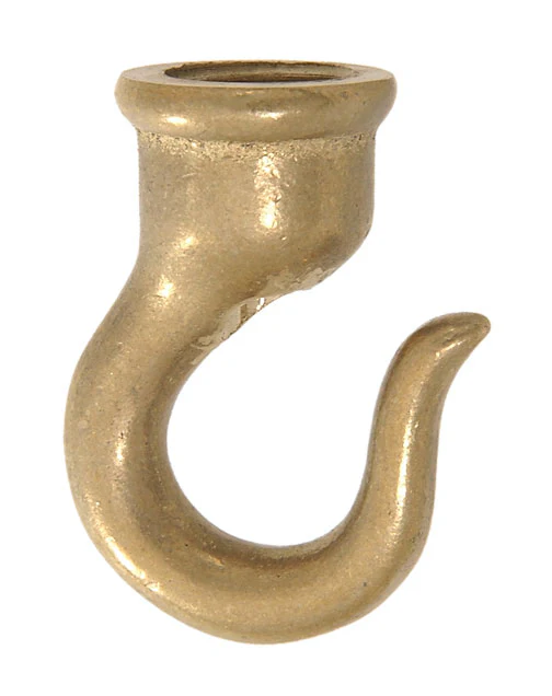 2" Heavy Cast Brass Lamp Hook, Tap 3/8F (20844U)