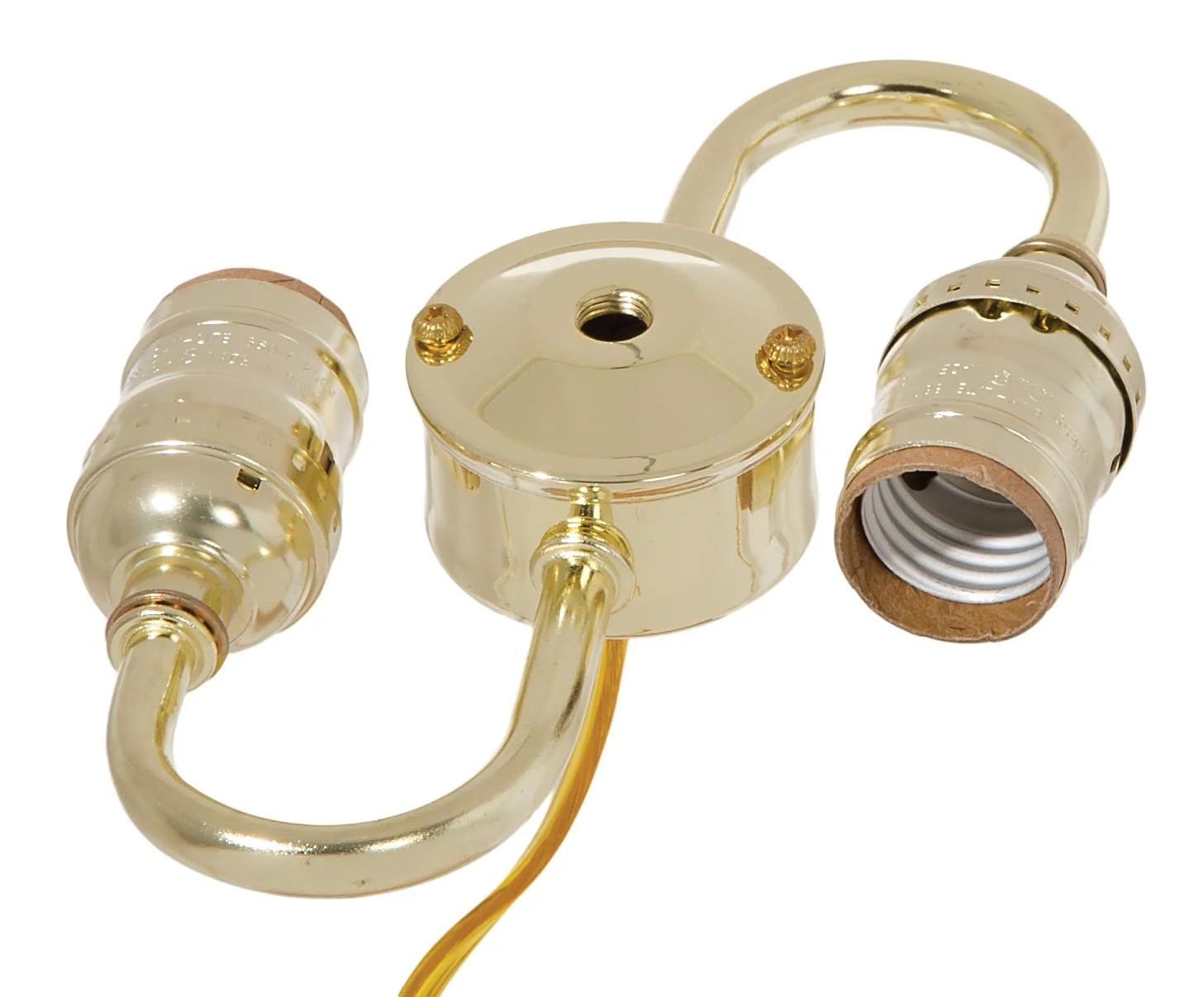 2 Light Cluster Body with E-26 Keyless Sockets, Brass Plated Finish (10429)