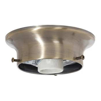 3-1/4" Fitter Antique Brass Finish Flush Mount Fixture Holder, Hardware & High Heat Porcelain Socket (11754A)