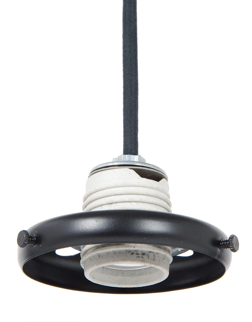3 1/4" Fitter Size Shade Holder for Threaded Lamp Sockets w/Captive Ring (20046BK) - Image 2